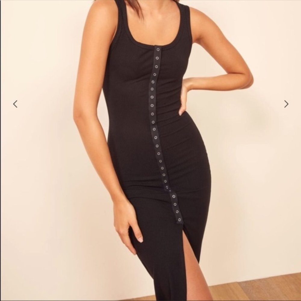 Reformation | Nassau Black Ribbed Tank Dress Sz M - Picture 4 of 8